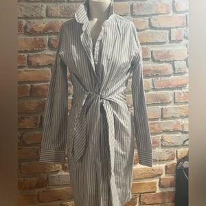 CALVIN KLEIN cotton front tie dress
